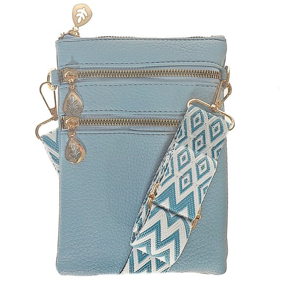 Artizanni Womens Crossbody Vegan Clutch Purse Satchel with Guitar Strap (Blue) - Picture 1 of 2